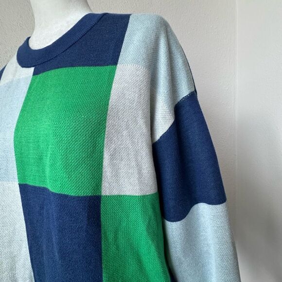 New York & Co Pullover Sweater Blue Green Colorblock Woven SZ M NEW - Picture 3 of 12